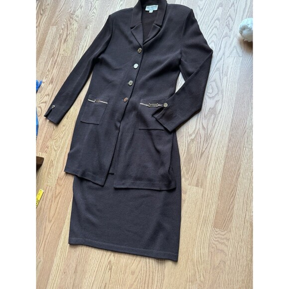 St. John‎ Collection Knit Skirt Suit Set W/ Blazer Women’s Size 12 Brown 80s/90s - Picture 16 of 16
